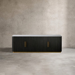 Finley Plinth Sideboard: Minimalist Fluted Base Storage Sideboard with Drawers