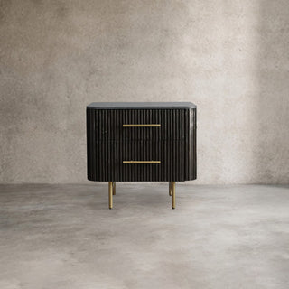 Finnley Closed Nightstand: Marble Double Drawers Chest Bedside Table