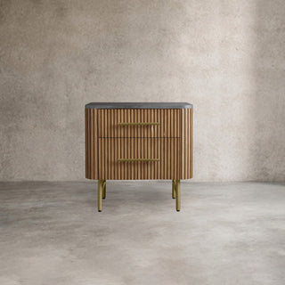 Finnley Closed Nightstand: Marble Double Drawers Chest Bedside Table