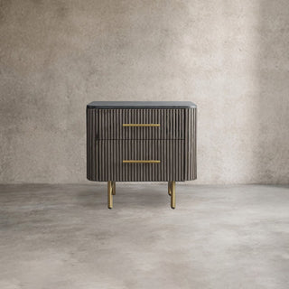 Finnley Closed Nightstand: Marble Double Drawers Chest Bedside Table