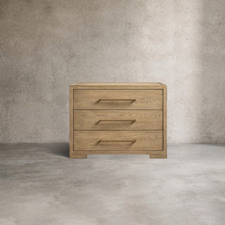 Darwyn Closed Wood Nightstand: Brass Handles Drawer Bedroom Bedside Table