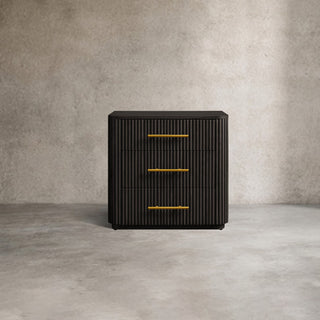 Finley Wood Nightstand: Minimalist Fluted 3-Drawer Wood Bedroom Bedside Table