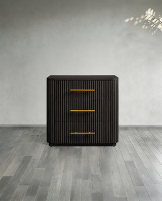 Finley Wood Nightstand: Minimalist Fluted 3-Drawer Wood Bedroom Bedside Table