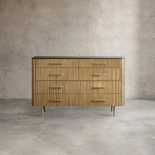 Finnley Wood Eight-Drawer Dresser with Marble or Bluestone Top Rural Chest Of 8 Drawers Cabinet