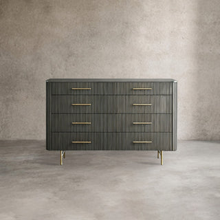 Finnley Wood Eight-Drawer Dresser with Marble or Bluestone Top Rural Chest Of 8 Drawers Cabinet