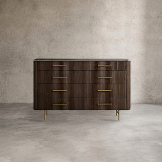 Finnley Wood Eight-Drawer Dresser with Marble or Bluestone Top Rural Chest Of 8 Drawers Cabinet