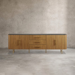 Finnley Sideboard Carrara Marble & Bluestone Top Buffet Cabinet With Drawer