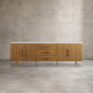 Finnley Sideboard Carrara Marble & Bluestone Top Buffet Cabinet With Drawer