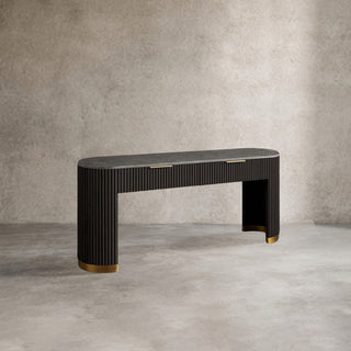 Finnley Stone Top Storage Console Solid Wood Hallway Entryway Table Entrance Cabinet With Drawers