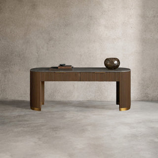 Finnley Stone Top Storage Console Solid Wood Hallway Entryway Table Entrance Cabinet With Drawers