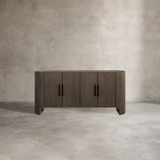 Astor Marble Top Sideboard Buffet Table Wood Living Room Entryways Cabinet Reeded Detailing