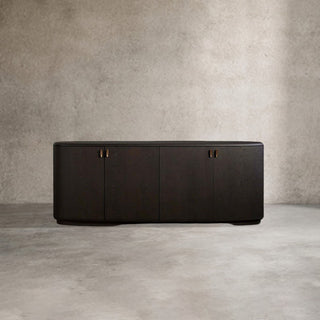 Bexler & Danny Sideboard: Fluted Black Solid Wood Living Room Entryway Cabinet