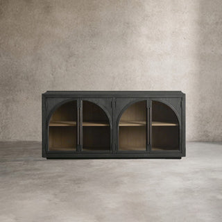 Hattie Solid Oak Sideboard Vintage Arched Buffet Storage Cabinet