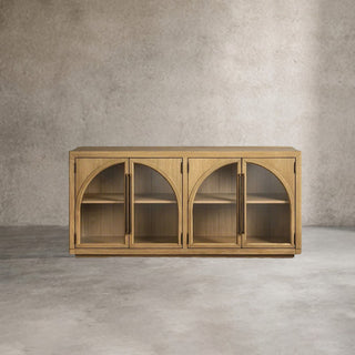 Hattie Solid Oak Sideboard Vintage Arched Buffet Storage Cabinet