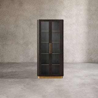 Finnley Glass Door Solid Wood Display Cabinet
