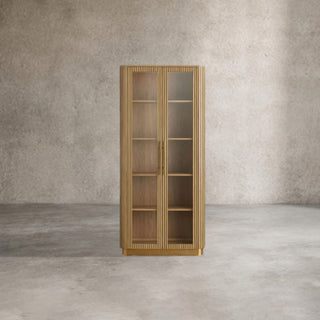 Finnley Glass Door Solid Wood Display Cabinet