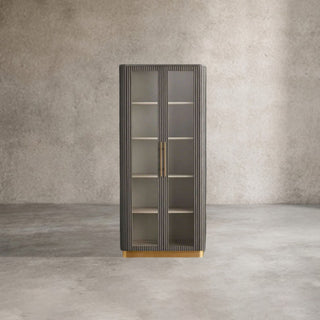 Finnley Glass Door Solid Wood Display Cabinet
