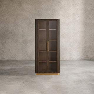 Finnley Glass Door Solid Wood Display Cabinet