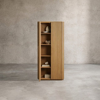 Finnley Wood Tall Cabinet: Country Style Living Room Storage Cabinet with Doors
