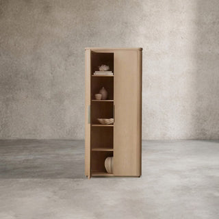 Caden Walnut Wood Door Tall Storage Cabinet