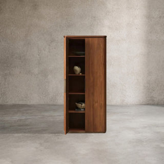 Caden Walnut Wood Door Tall Storage Cabinet