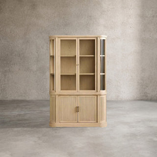 Coventry Reeded Detailing White Oak Glass Tall Display Cabinet