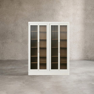 Rowan Modular Tall Display Cabinet: Reeded Glass Doors Living Room & Study Storage & Decor Display Cabinet