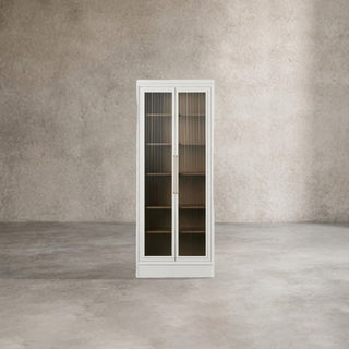 Rowan Modular Tall Display Cabinet: Reeded Glass Doors Living Room & Study Storage & Decor Display Cabinet