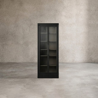 Rowan Modular Tall Display Cabinet: Reeded Glass Doors Living Room & Study Storage & Decor Display Cabinet