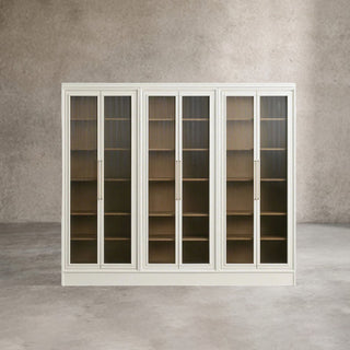 Rowan Modular Tall Display Cabinet: Reeded Glass Doors Living Room & Study Storage & Decor Display Cabinet