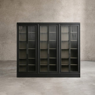Rowan Modular Tall Display Cabinet: Reeded Glass Doors Living Room & Study Storage & Decor Display Cabinet