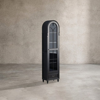 Hattie II Classical European Design Wood & Glass Tall Display Cabinet