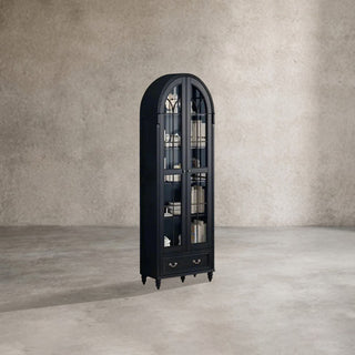Hattie II Classical European Design Wood & Glass Tall Display Cabinet