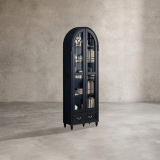 Hattie II Classical European Design Wood & Glass Tall Display Cabinet