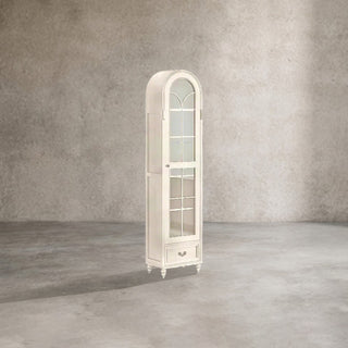 Hattie II Classical European Design Wood & Glass Tall Display Cabinet