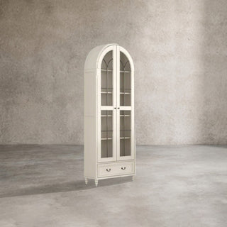 Hattie II Classical European Design Wood & Glass Tall Display Cabinet