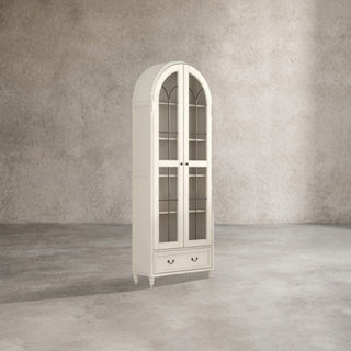 Hattie II Classical European Design Wood & Glass Tall Display Cabinet