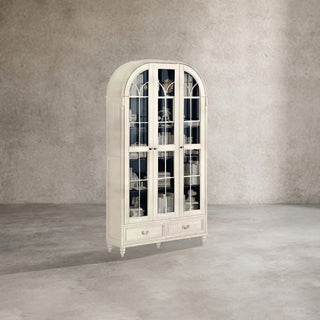 Hattie II Classical European Design Wood & Glass Tall Display Cabinet