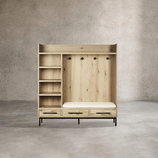 Sullivan Modern Rustic Oak Wood Entry Cabinet
