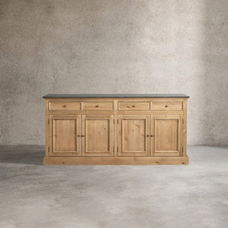 Kensington Marble Top Sideboard Pine Buffet Storage Cabinet Wood Living Room Cabinet