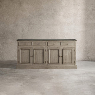 Kensington Marble Top Sideboard Pine Buffet Storage Cabinet Wood Living Room Cabinet