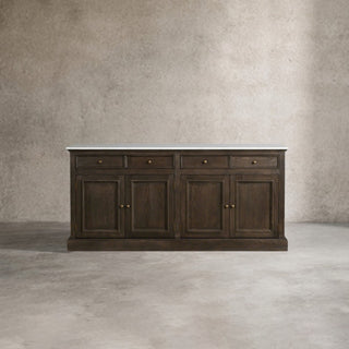 Kensington Marble Top Sideboard Pine Buffet Storage Cabinet Wood Living Room Cabinet