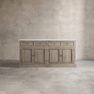 Kensington Marble Top Sideboard Pine Buffet Storage Cabinet Wood Living Room Cabinet