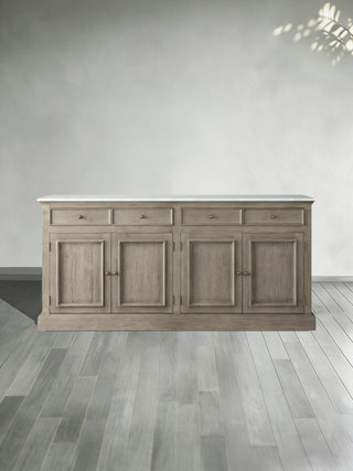 Kensington Marble Top Sideboard Pine Buffet Storage Cabinet Wood Living Room Cabinet