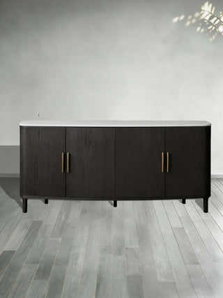 Danny Marble Top Sideboard Oak Wood Buffet Buffet Table Cabinet Country Entryways TV Cabinet