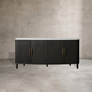 Danny Marble Top Sideboard Oak Wood Buffet Buffet Table Cabinet Country Entryways TV Cabinet