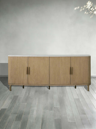 Danny Marble Top Sideboard Oak Wood Buffet Buffet Table Cabinet Country Entryways TV Cabinet