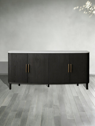 Danny Marble Top Sideboard Oak Wood Buffet Buffet Table Cabinet Country Entryways TV Cabinet