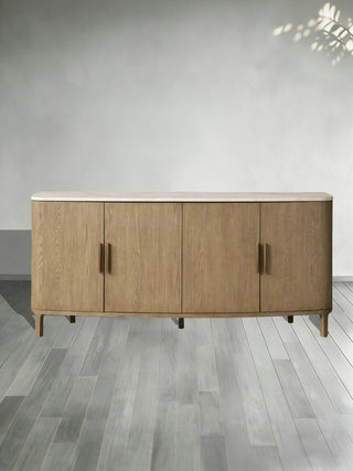 Danny Marble Top Sideboard Oak Wood Buffet Buffet Table Cabinet Country Entryways TV Cabinet