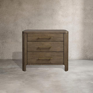 Calista Closed Oak Nightstand Two-Drawer Chest Wood Night Side Table Bedside